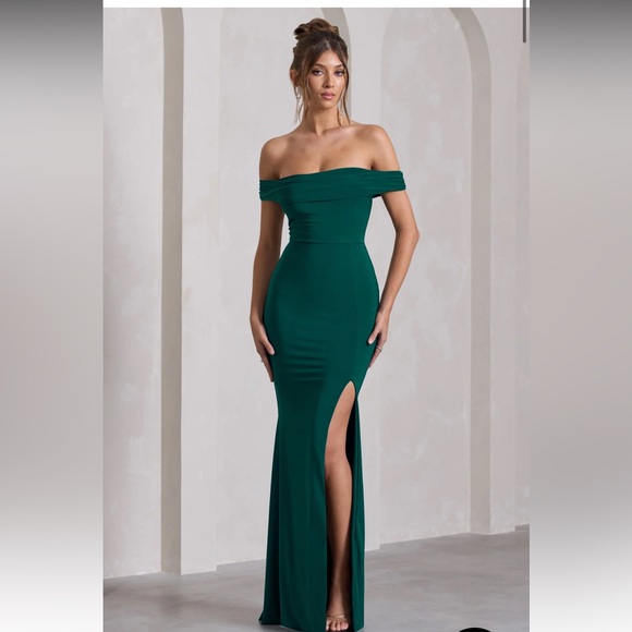 Club L London green split Maxi dress - Picture 1 of 4